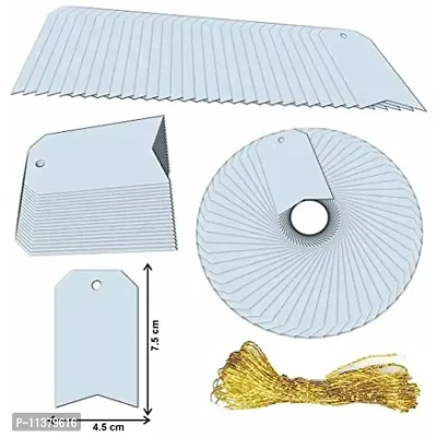 CVANU Handmade Blank Craft Tags with String for Gift Tags, Cloth Labels & Wedding Event Color-Steel Size(7.5cm X 4.5cm) (400pcs)-thumb5