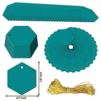 CVANU Hexagon Shape Creative Gift Tags Craft Paper with Golden String for Writable Tags, Party & Celebration Label Color-Atoll, Size(2.6inch X 2.3inch) (200pcs)-thumb4