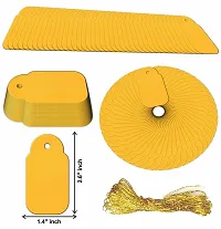 CVANU Rectangular Shape Handmade Tags Craft Paper with Golden String for Writable Tags, Party & Celebration Label Color-Indian Yellow, Size(2.6inch X 1.4inch) (50pcs)-thumb4