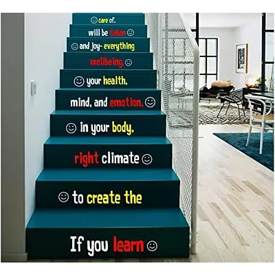 CVANU Letters Wall Decor Stickers Stair Decals Quotes Stairway Decals Quote Steps Vinyl Stickers Lettering Family Staircase Decal Multicolor (Stairs-pg_50)