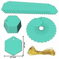CVANU Hexagon Shape Creative Gift Tags Craft Paper with Golden String for Writable Tags, Party & Celebration Label Color-Caribbean Blue, Size(2.6inch X 2.3inch) (300pcs)-thumb4