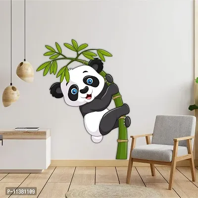CVANU Enjoy Baby Panda Hang Up Bamboo Wall Sticker PVC Vinyl for Kids Room Decorative Size(70CM X 55CM) Multicolor-thumb2