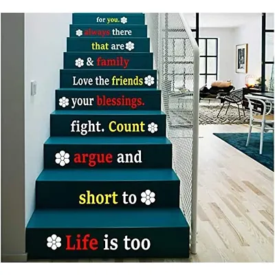 CVANU Letters Wall Decor Stickers Stair Decals Quotes Stairway Decals Quote Steps Vinyl Stickers Lettering Family Staircase Decal Multicolor (Stairs-pg_24)