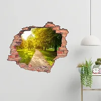 CVANU Hole Brick Beautiful Garden-Spread Sunlight 3D Look Eye-Catching Wall Sticker Self-Adhesive Vinyl for Home/Office Decor Item Multicolour Size (75CM X 90CM)_C22-thumb1