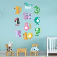 CVANU Numbers (1234) in Words with Funny Animals Vinyl Wall Sticker for Kids, Nursery School, Play School_Size(110cm X 80cm)_Multicolour-thumb2