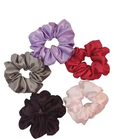 Handmade Premium Satin Scrunchies, Pack of 5