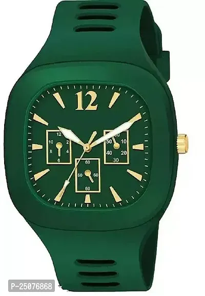 Stylish Green Rubber Analog Watch For Men-thumb0