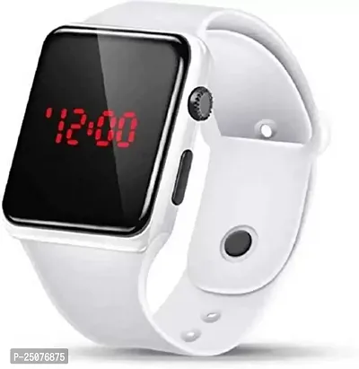 Stylish White Rubber Digital Watch For Men-thumb0