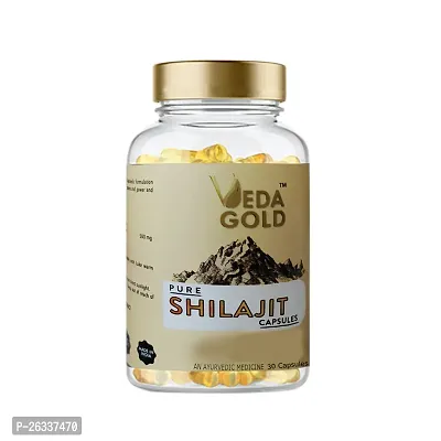 VEDA GOLD SHILAJIT CAPSULES FOR MEN  WOMEN / PURE HIMALAYAN SHILAJIT IN 30 CAPSULE FORM 100% PURE-thumb0