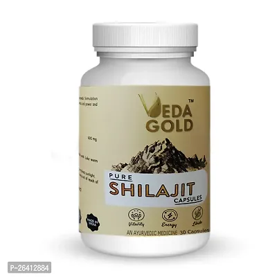 SHILAJIT CAPSULES FOR MEN WITH GOLD |VEDA GOLD  HIMALAYAN SHILAJEET CAPSULES FOR MUSCLE STRENGTH, FOR MEN  WOMEN-thumb0