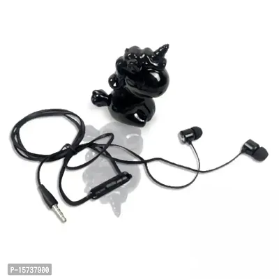 Partywala Unicorn Ear Phone Set with Unicorn Shape Pouch(Black)