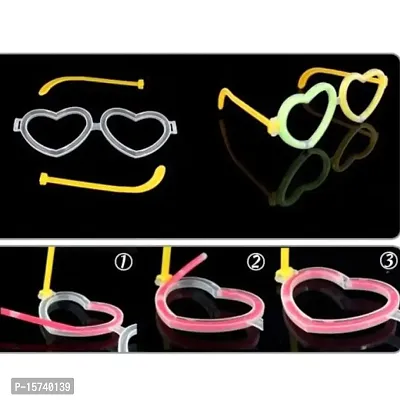 Partywala Heart Shaped Glow Stick Glasses (Yellow)-thumb3