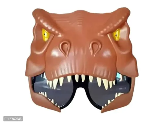 Partywala Brown T-Rex Dinosaur Head glasses-thumb0