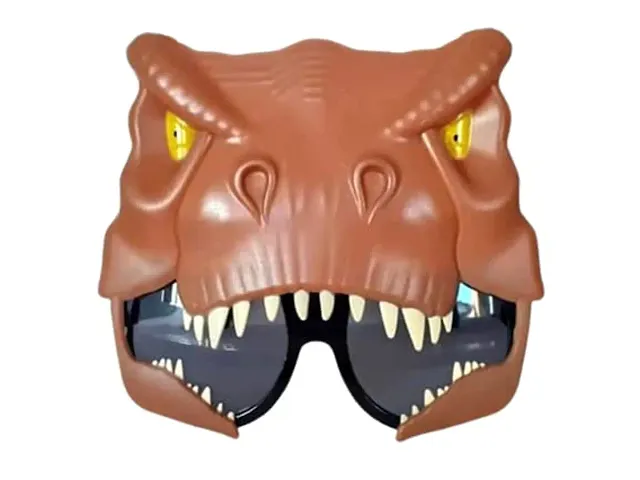 Partywala Brown T-Rex Dinosaur Head glasses