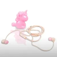 Partywala Unicorn Ear Phone Set (Pink), 3.5Mm Stereo Wired Earphones with Mic for Calling-thumb1