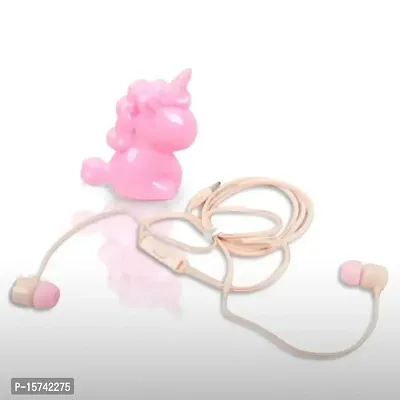 Partywala Unicorn Ear Phone Set (Pink), 3.5Mm Stereo Wired Earphones with Mic for Calling-thumb2