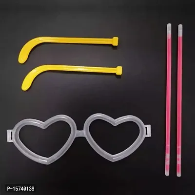 Partywala Heart Shaped Glow Stick Glasses (Yellow)-thumb2