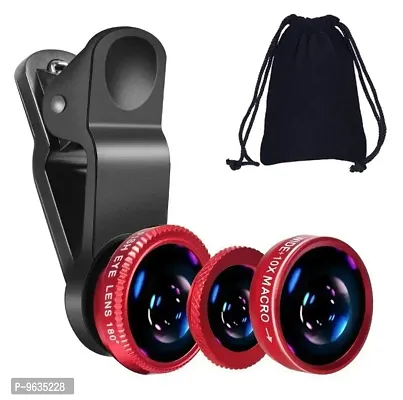 Universal 3in1 Mobile Camera Photo Lens; Fisheye Lens; Wide Angle; Macro Lens with Clip Holder for All Smartph-thumb0