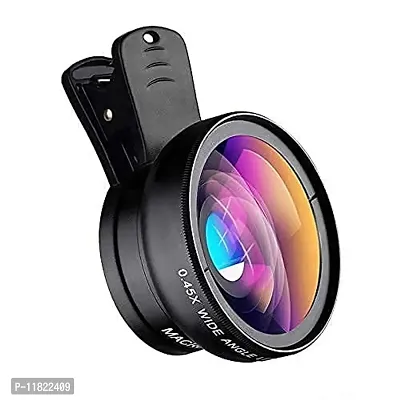 Mobile Camera Lens, 0.45X Super Wide Angle Lens, 15X Macro Lens, Clip-On 2 in 1 Professional for Lens Kit for TIK Tok, Vlog, YouTube, Reels Compatible with All Smartphones-thumb0