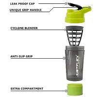 Gym Shaker Pro Cyclone Shaker 500ml with Extra Compartment, 100% Leakproof Guarantee, Ideal for Protein, Preworkout and BCAAs, BPA Free Material with Grab Handle-thumb3