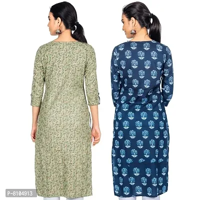 Varyaa Women's Indigo  Green Cotton Printed Kurti (Combo of 2) (S-XXL Size)-thumb2