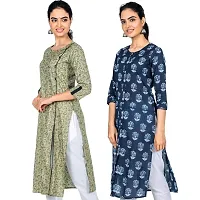 Varyaa Women's Indigo  Green Cotton Printed Kurti (Combo of 2) (S-XXL Size)-thumb3