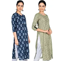 Varyaa Women's Indigo  Green Cotton Printed Kurti (Combo of 2) (S-XXL Size)-thumb2