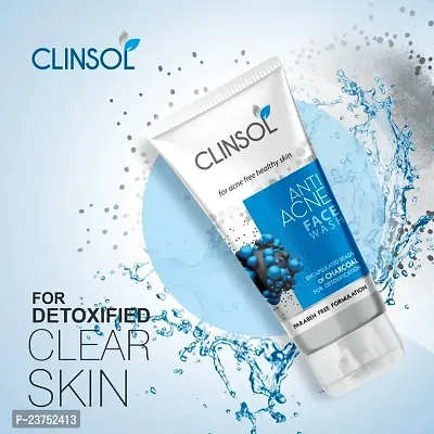 Clinsol Charcol Anti-Acne Face Wash For Acne Free Healthy Skin,Suitable For All Skin 70g Pack Of 3-thumb3