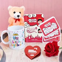 Indigifts Valentine Week Gifts Love Themed Coffee Mug, Artificial Rose, Cute Teddy  Naughty Coupon Cards-thumb1