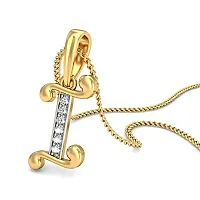 Chandrika Pearls Gems  Jewellers 24K Gold Plated Copper Golden White A-Z Letters Initial Pendant with Chain for Girls-thumb1