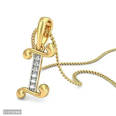 Chandrika Pearls Gems  Jewellers 24K Gold Plated Copper Golden White A-Z Letters Initial Pendant with Chain for Girls-thumb2