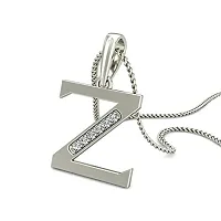 Chandrika Pearls 24K WHITEGold/Platinum Plated A-Z Letters Initial Pendant with Chain-thumb1