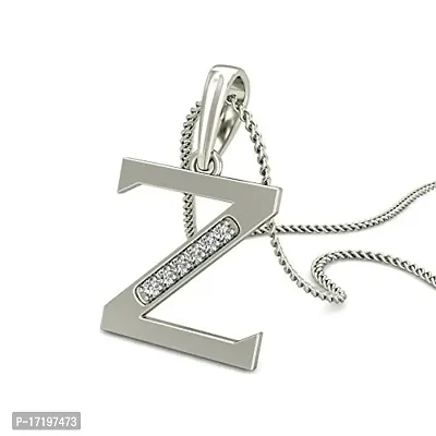 Chandrika Pearls 24K WHITEGold/Platinum Plated A-Z Letters Initial Pendant with Chain-thumb2