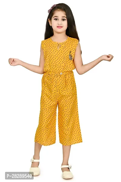 Elegant Cotton Blend Printed Jumpsuits For Girls-thumb0