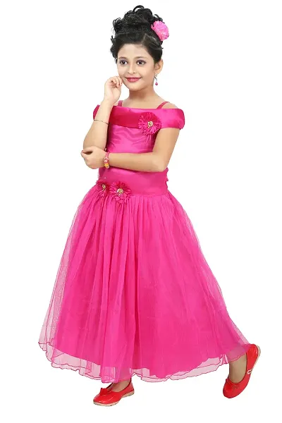 Chandrika Kids Floral Appliqu? Festive Gown Dress for Girls.