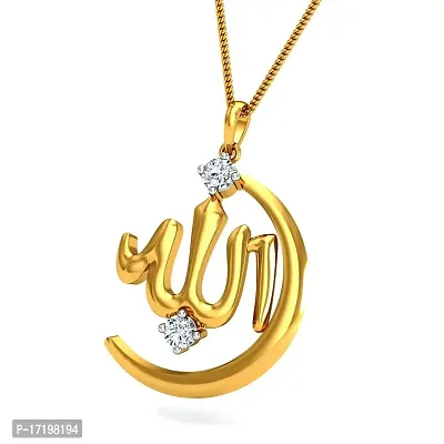 Chandrika Pearls Arabic Islamic Muslim God Allah Gold and Rhodium Plated Alloy God Pendant for Men  Women Made with Cubic Zirconia