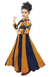 Chandrika Girls' Ball Gown Maxi Gown Dress (CPGL0017-MUSTARD_Mustard Yellow_11-12 Years)-thumb1
