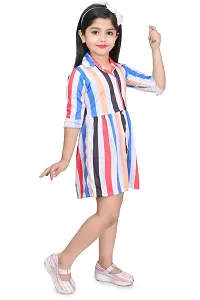 Elegant Cotton Blend Striped Dresses For Girls-thumb1