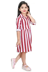 Elegant Cotton Blend Striped Dresses For Girls-thumb1