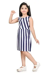 Elegant Cotton Blend Striped Dresses For Girls-thumb2