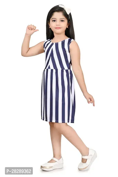 Elegant Cotton Blend Striped Dresses For Girls-thumb3