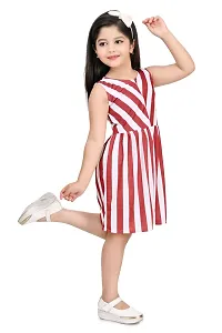 Elegant Cotton Blend Striped Dresses For Girls-thumb1