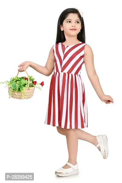 Elegant Cotton Blend Striped Dresses For Girls-thumb3