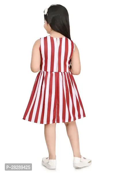 Elegant Cotton Blend Striped Dresses For Girls-thumb4