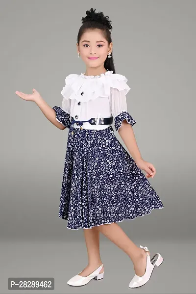 Elegant Cotton Blend Printed Dresses For Girls-thumb3