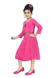 Elegant Cotton Blend Solid Dresses For Girls-thumb1