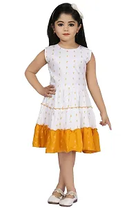 Elegant Cotton Blend Printed Dresses with Jacket For Girls-thumb1