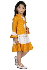 Elegant Cotton Blend Printed Dresses with Jacket For Girls-thumb2