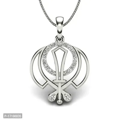 Chandrika Pearls Gems  Jewellers Khanda Gold and Rhodium Plated Alloy God Pendant for Men  Women Made with Cubic Zirconia