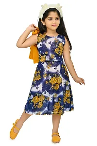 Chandrika Floral Printed Below Knee Length Dress For Kids Girlsnbsp;(Mustard)-thumb3